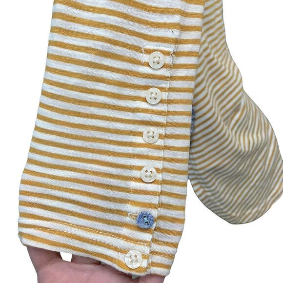 Anthropologie Postmark Striped Yellow 3/4 Blouse, Blue Paisley Front‎ sz XS - Picture 4 of 10